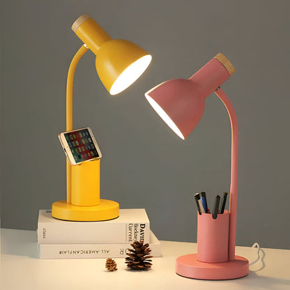 Lampa biurkowa LED z uchwytem na długopisy – nowoczesna, regulowana, 3 barwy światła