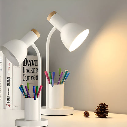 Lampa biurkowa LED z uchwytem na długopisy – nowoczesna, regulowana, 3 barwy światła