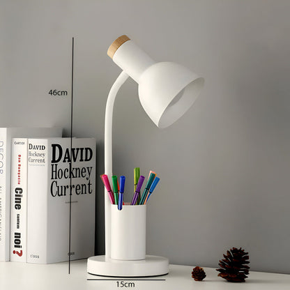 Lampa biurkowa LED z uchwytem na długopisy – nowoczesna, regulowana, 3 barwy światła