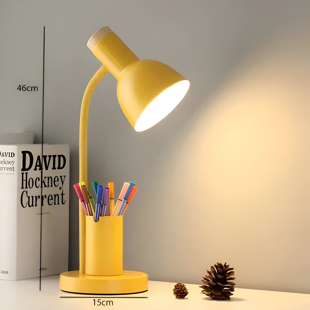 Lampa biurkowa LED z uchwytem na długopisy – nowoczesna, regulowana, 3 barwy światła
