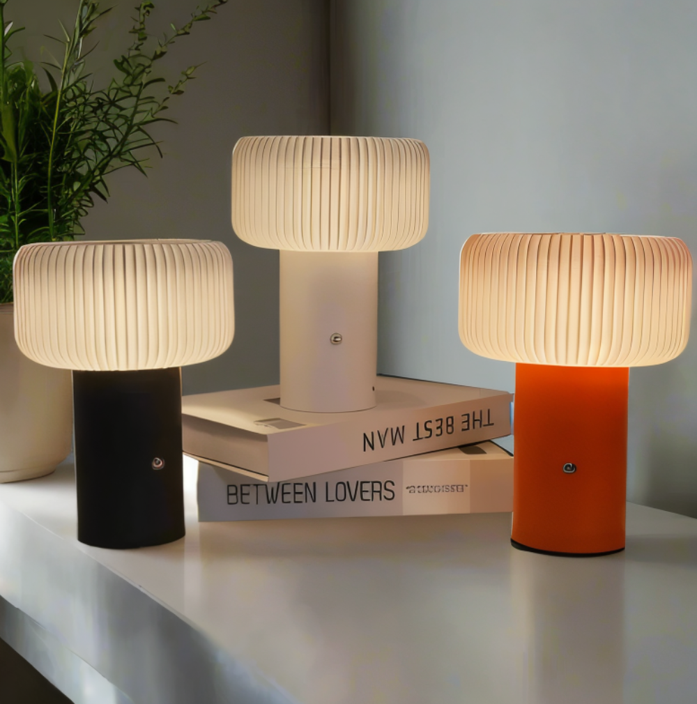 Lampa stołowa LED grzybek – dekoracyjna, kolorowe światło, styl retro