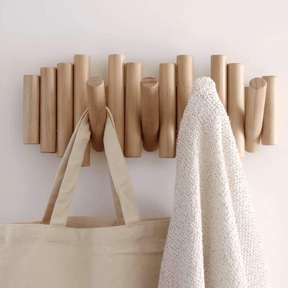 Drewniane haczyki ścienne w stylu skandynawskim