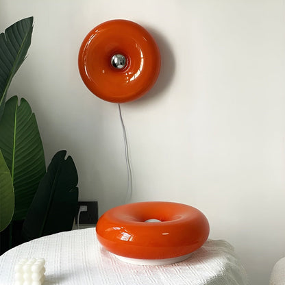 Szklana lampa dekoracyjna donut ścienna lub stołowa