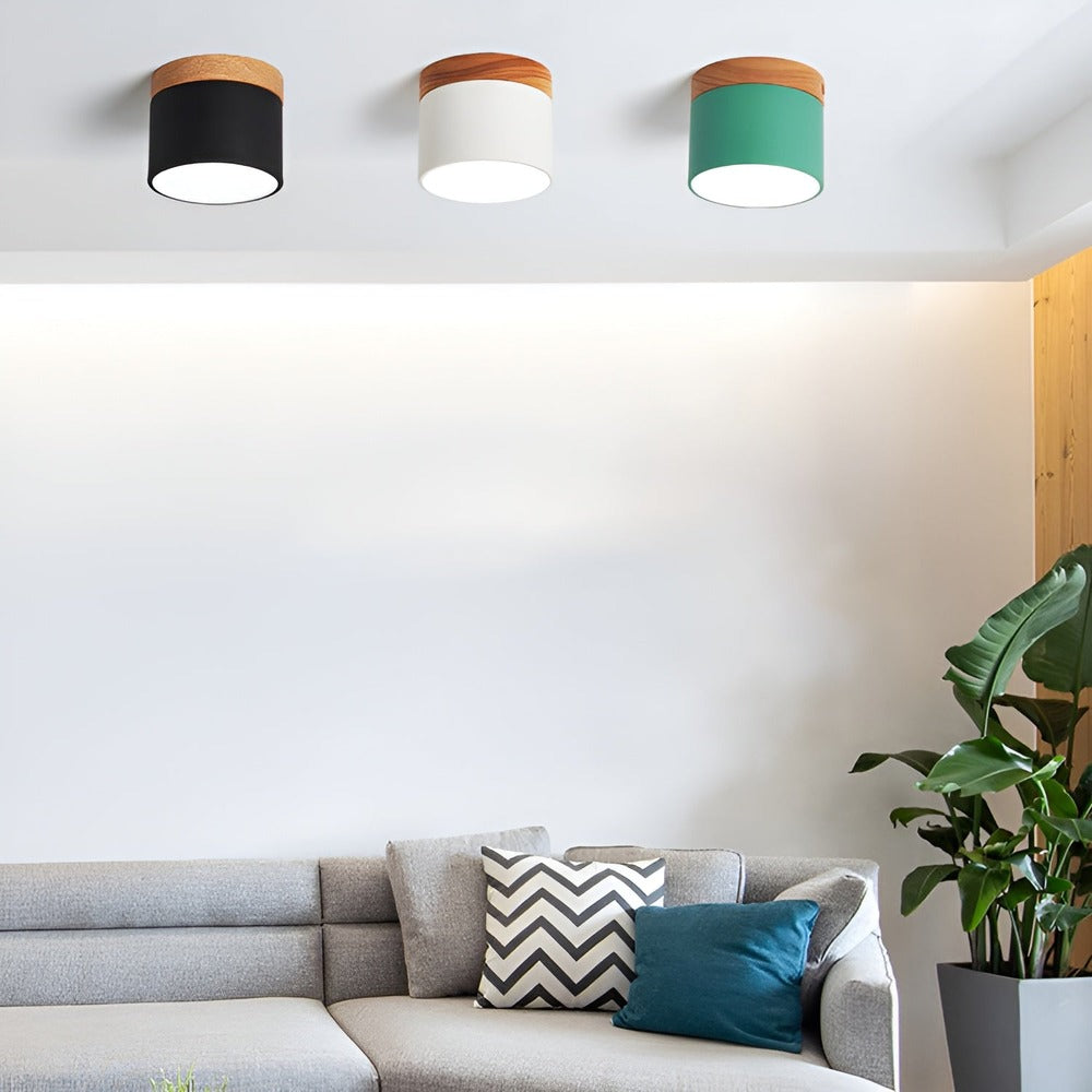 Kolorowa lampa sufitowa LED cylindryczna retro