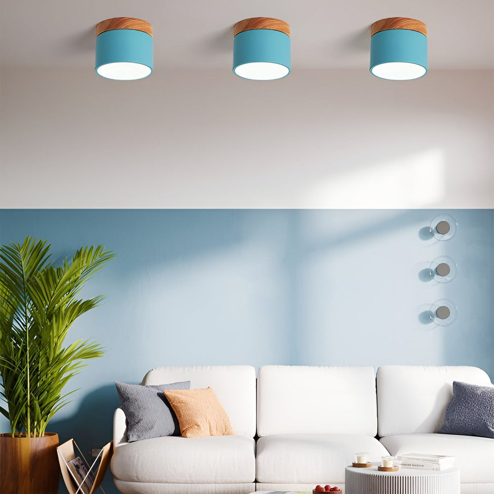 Kolorowa lampa sufitowa LED cylindryczna retro