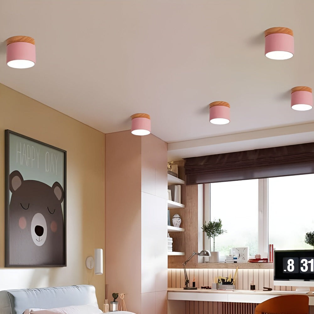 Kolorowa lampa sufitowa LED cylindryczna retro