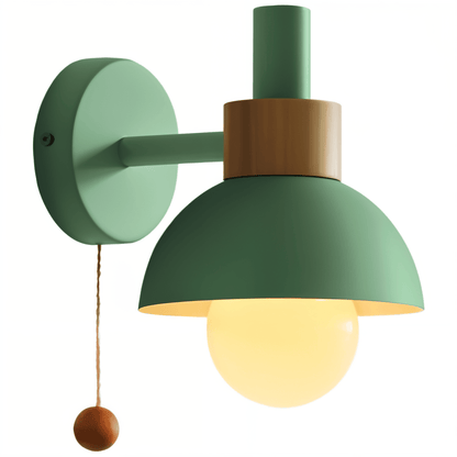 Kolorowa lampa ścienna z drewna i żelaza do pokoju dziecka
