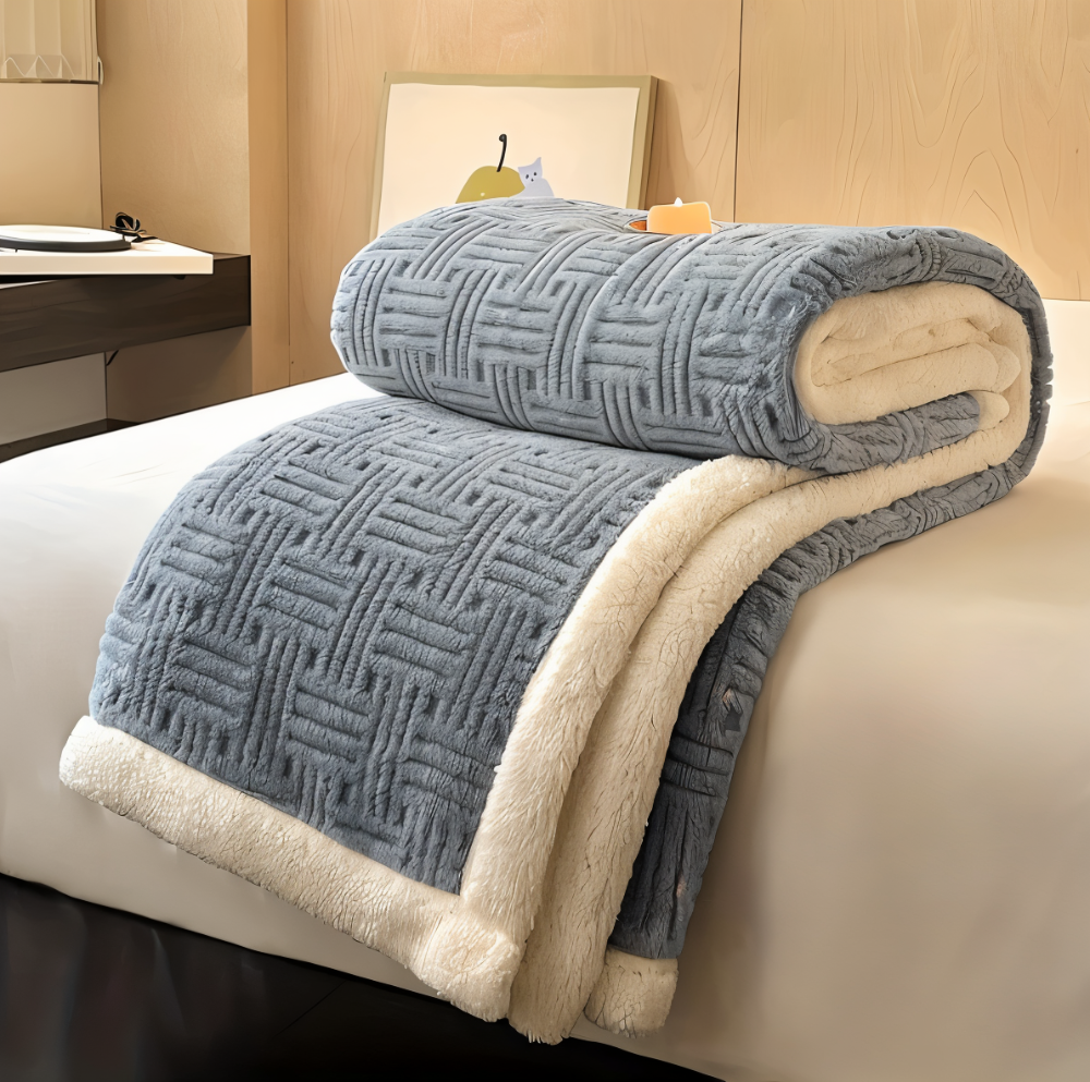 Dwustronny puszysty koc geometryczny 100x150–200x230 cm
