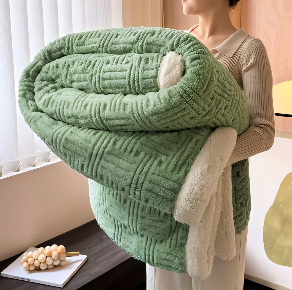 Dwustronny puszysty koc geometryczny 100x150–200x230 cm