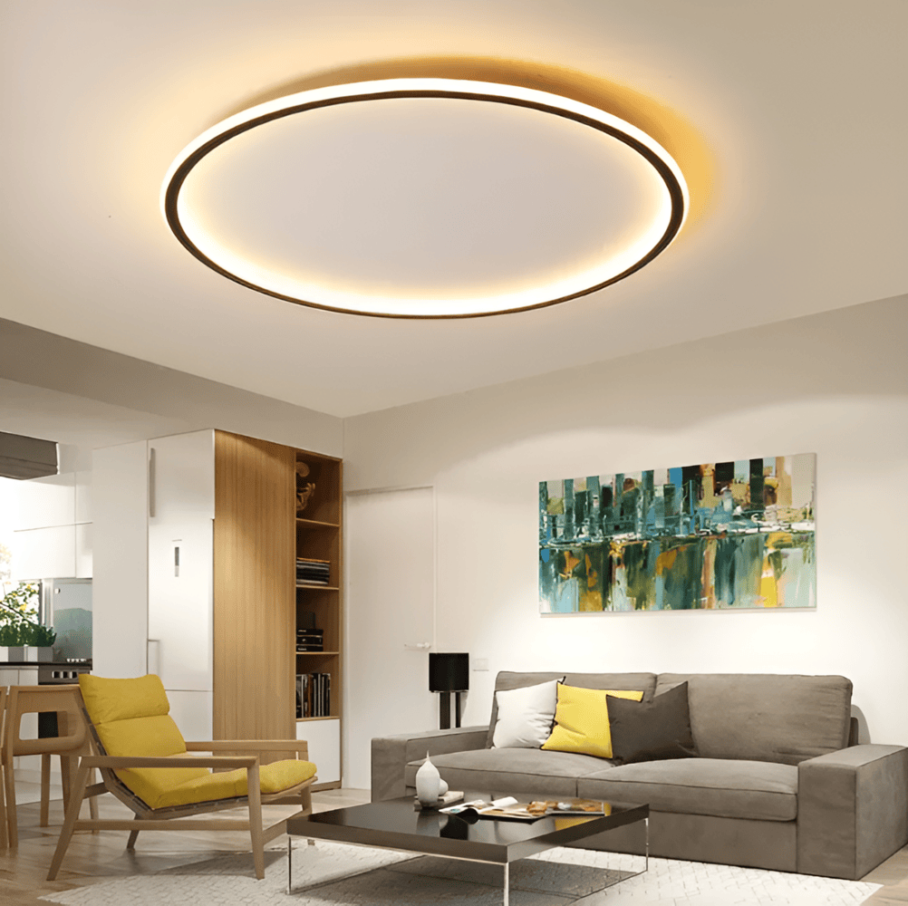 Okrągła lampa sufitowa LED ze szkła i metalu