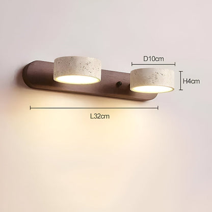 Trawertynowa lampa ścienna LED z drewnem do salonu