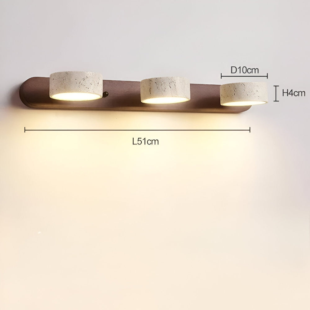 Trawertynowa lampa ścienna LED z drewnem do salonu