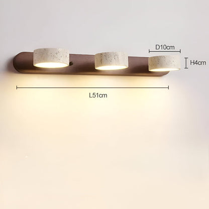 Trawertynowa lampa ścienna LED z drewnem do salonu