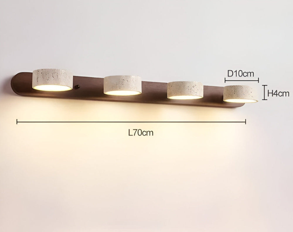 Trawertynowa lampa ścienna LED z drewnem do salonu