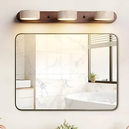Trawertynowa lampa ścienna LED z drewnem do salonu