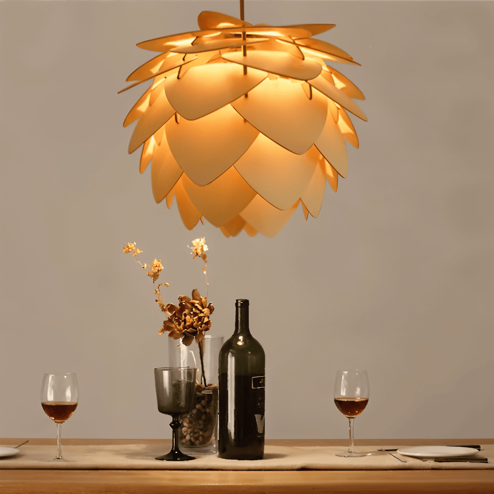 Drewniana lampa wisząca rustykalna do salonu
