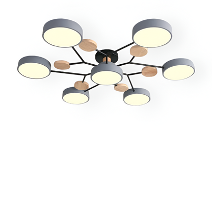 Nowoczesna lampa sufitowa LED z drewnianymi detalami