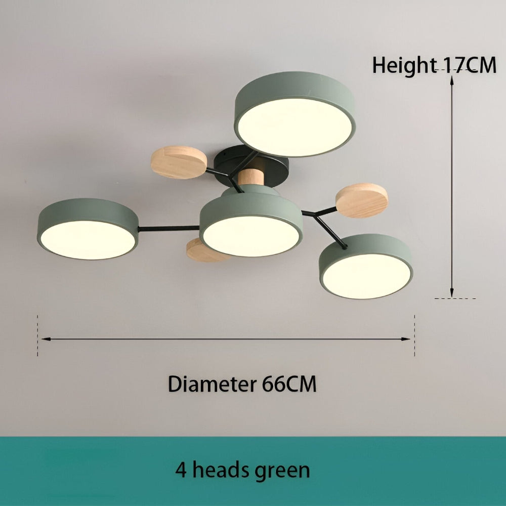Nowoczesna lampa sufitowa LED z drewnianymi detalami