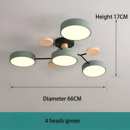 Nowoczesna lampa sufitowa LED z drewnianymi detalami
