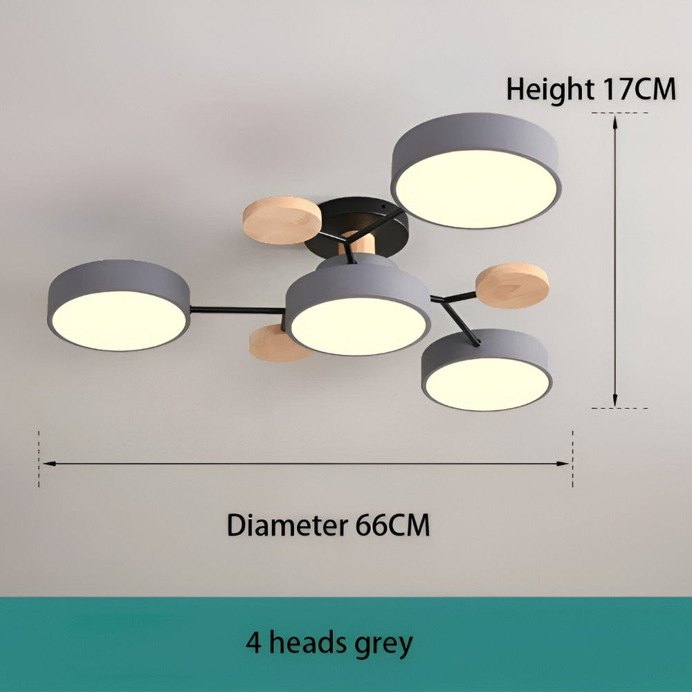 Nowoczesna lampa sufitowa LED z drewnianymi detalami