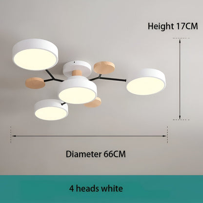 Nowoczesna lampa sufitowa LED z drewnianymi detalami