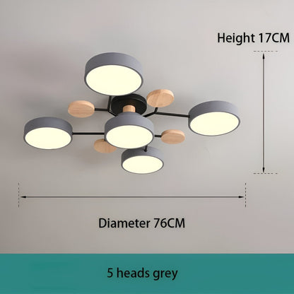 Nowoczesna lampa sufitowa LED z drewnianymi detalami