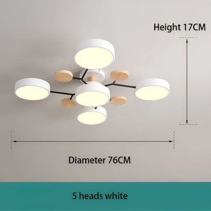 Nowoczesna lampa sufitowa LED z drewnianymi detalami