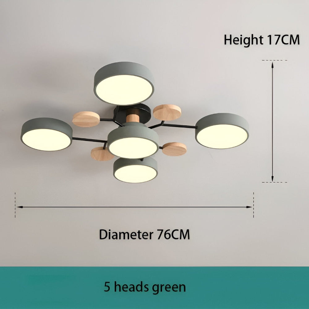 Nowoczesna lampa sufitowa LED z drewnianymi detalami