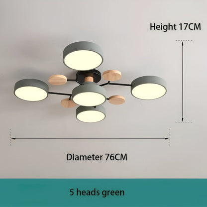 Nowoczesna lampa sufitowa LED z drewnianymi detalami