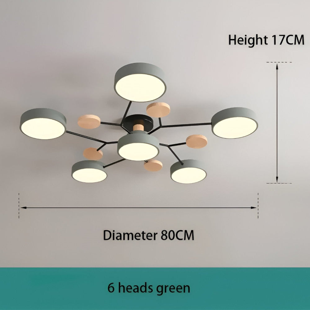 Nowoczesna lampa sufitowa LED z drewnianymi detalami