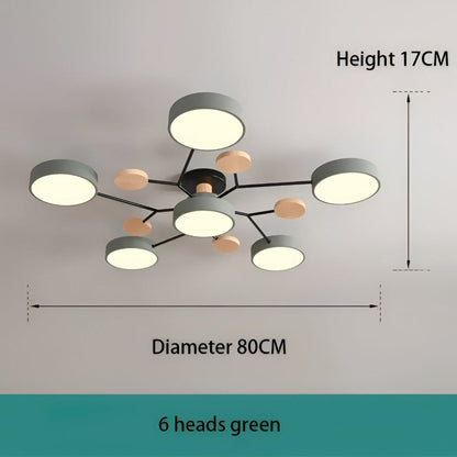 Nowoczesna lampa sufitowa LED z drewnianymi detalami
