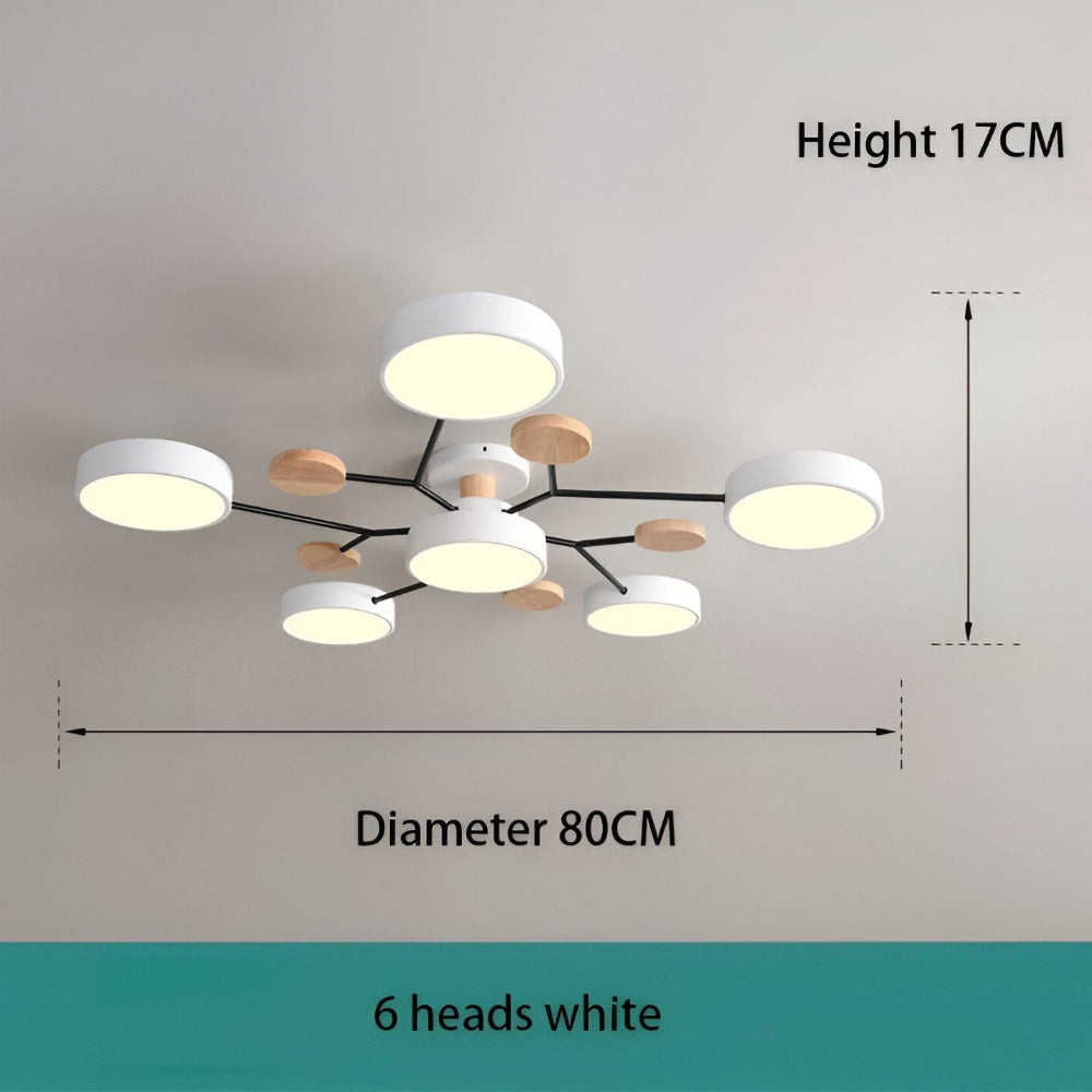 Nowoczesna lampa sufitowa LED z drewnianymi detalami