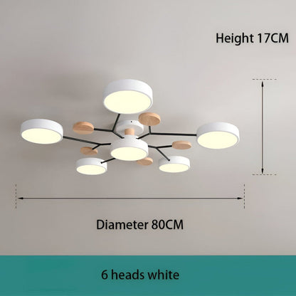 Nowoczesna lampa sufitowa LED z drewnianymi detalami