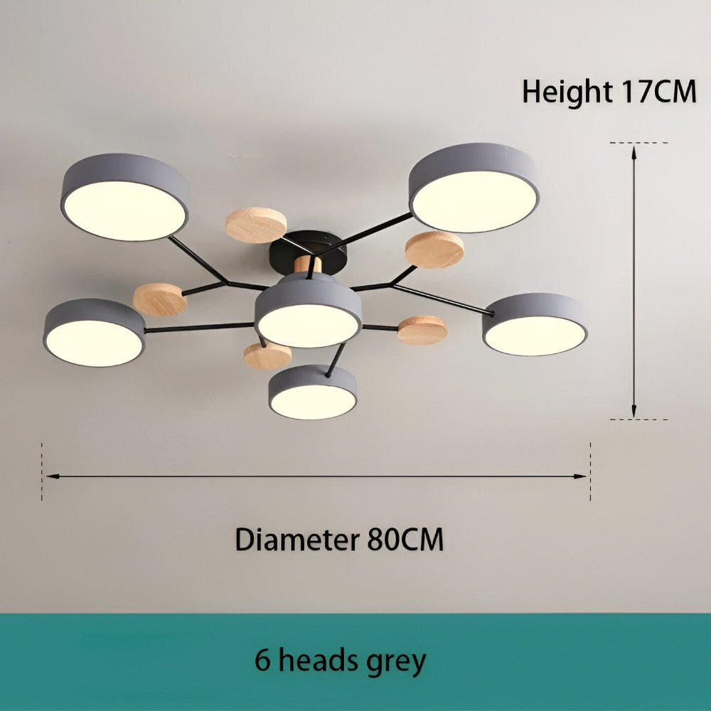 Nowoczesna lampa sufitowa LED z drewnianymi detalami