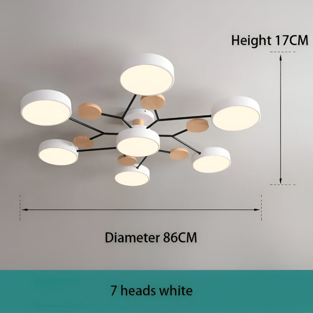 Nowoczesna lampa sufitowa LED z drewnianymi detalami