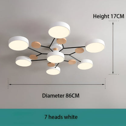 Nowoczesna lampa sufitowa LED z drewnianymi detalami