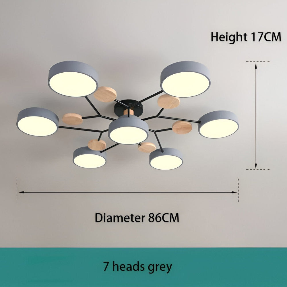 Nowoczesna lampa sufitowa LED z drewnianymi detalami