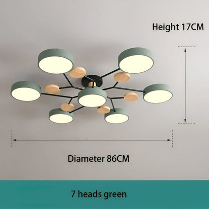 Nowoczesna lampa sufitowa LED z drewnianymi detalami