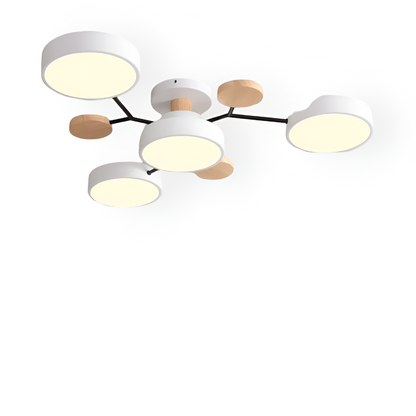 Nowoczesna lampa sufitowa LED z drewnianymi detalami