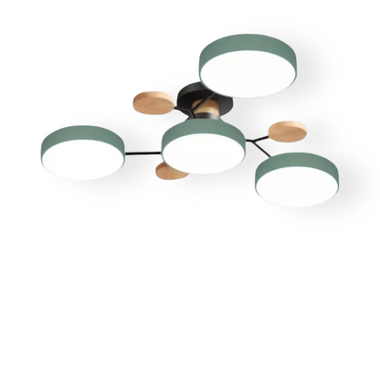 Nowoczesna lampa sufitowa LED z drewnianymi detalami