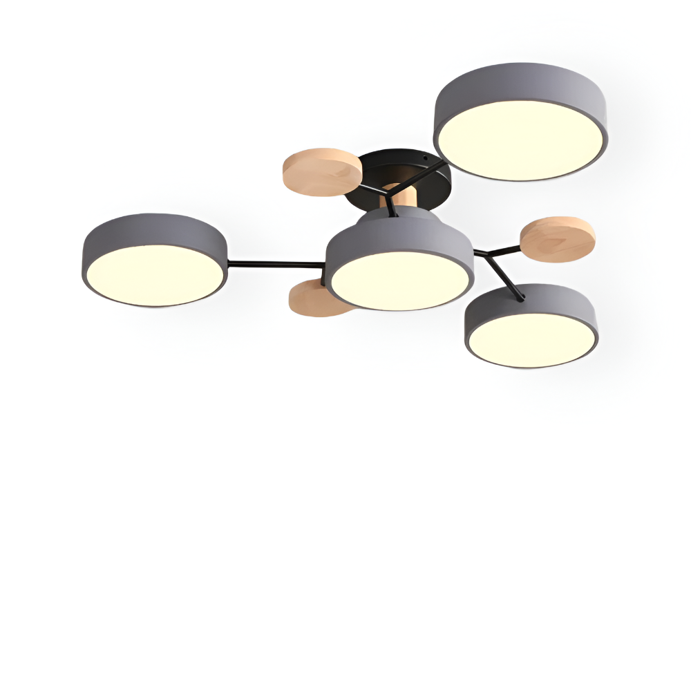 Nowoczesna lampa sufitowa LED z drewnianymi detalami