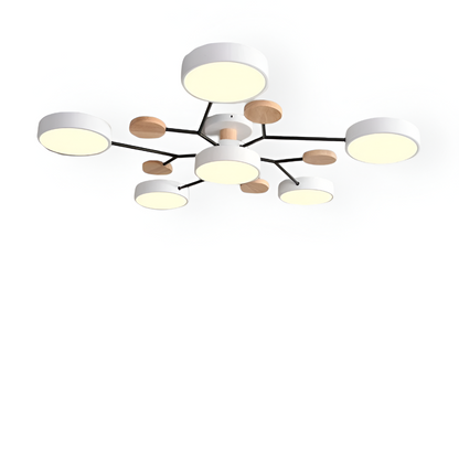 Nowoczesna lampa sufitowa LED z drewnianymi detalami