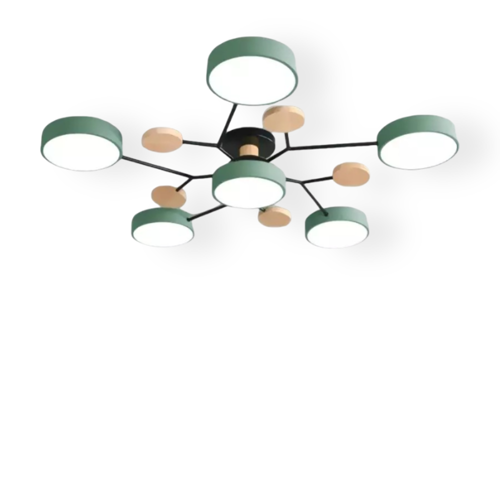 Nowoczesna lampa sufitowa LED z drewnianymi detalami
