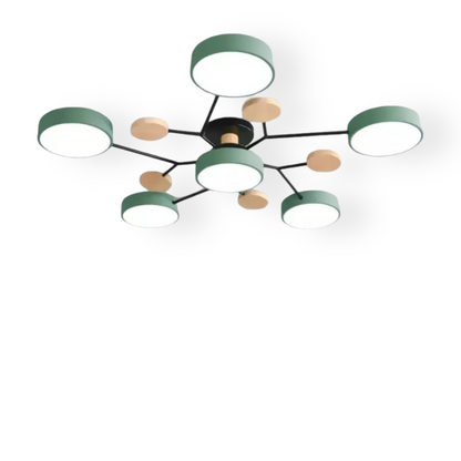 Nowoczesna lampa sufitowa LED z drewnianymi detalami
