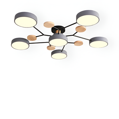Nowoczesna lampa sufitowa LED z drewnianymi detalami