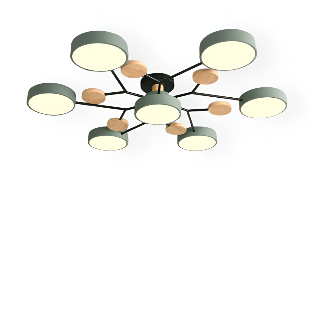 Nowoczesna lampa sufitowa LED z drewnianymi detalami