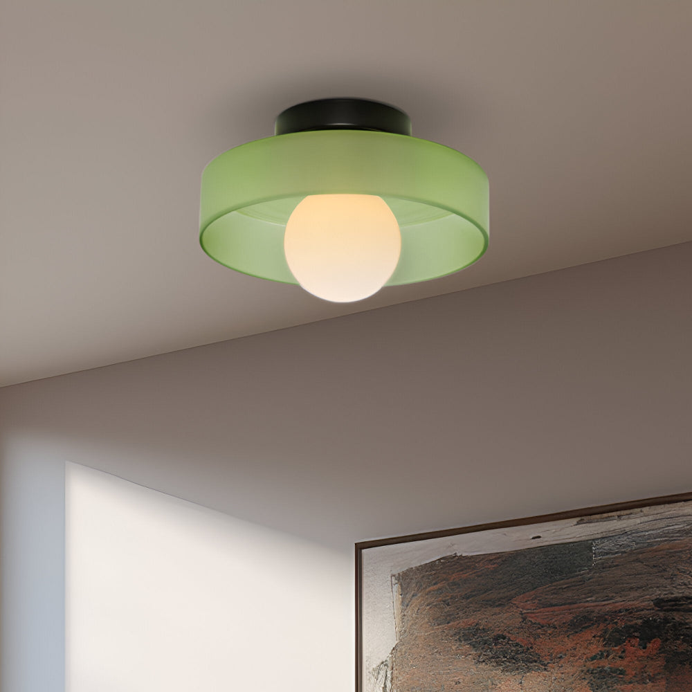 Okrągła lampa sufitowa LED ze szkła i kamienia