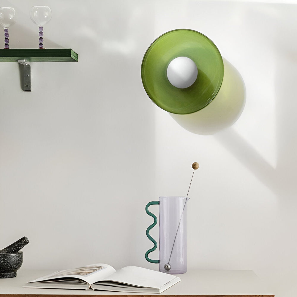 Okrągła lampa sufitowa LED ze szkła i kamienia