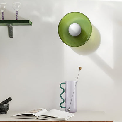 Okrągła lampa sufitowa LED ze szkła i kamienia