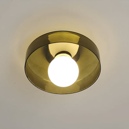 Okrągła lampa sufitowa LED ze szkła i kamienia